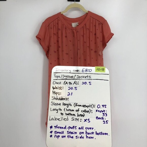 Aritzia Wilfred  Le Fou Peach Short Sleeve Embroidered 1/2 Button Midi Dress XS - Picture 13 of 13